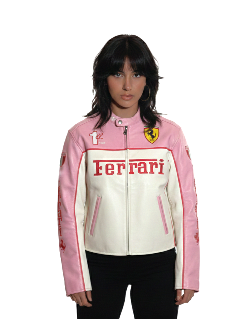 Ferrari pink Leather Racing Jacket