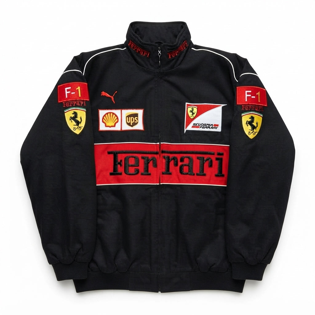Scuderia Ferrari Vintage Racing Jacket – Black &amp; Red