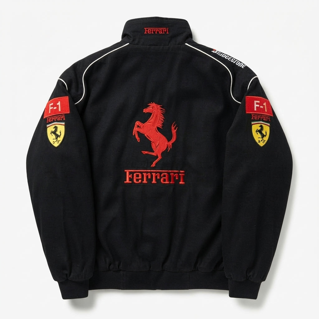 Scuderia Ferrari Vintage Racing Jacket – Black &amp; Red