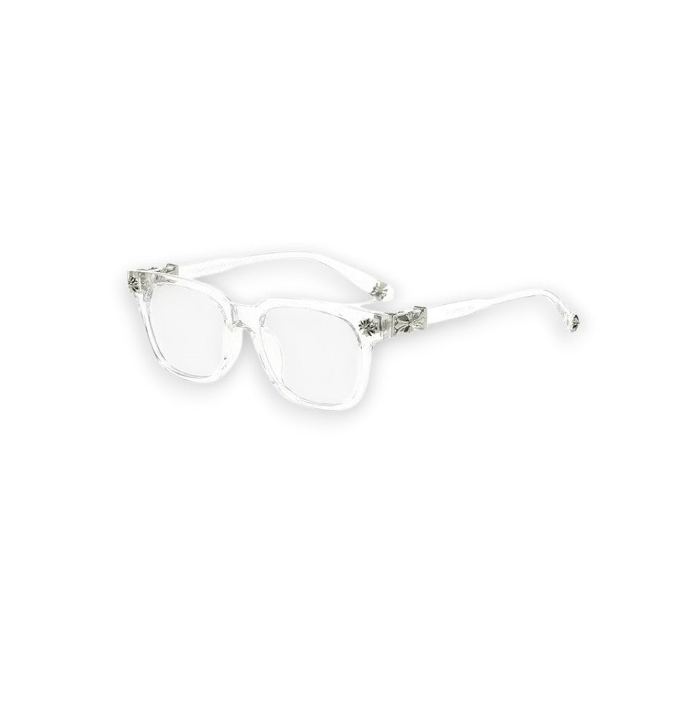 Chrome Hearts Style Floral Cross Glasses