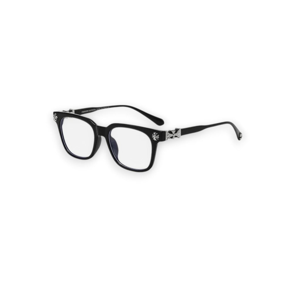 Chrome Hearts Style Floral Cross Glasses