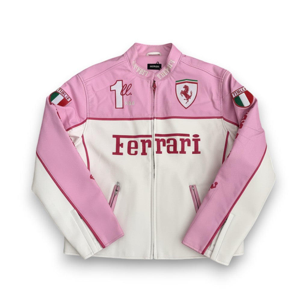 Ferrari pink Leather Racing Jacket